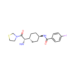 N[C@H](C(=O)N1CCSC1)[C@H]1CC[C@H](NC(=O)c2ccc(I)cc2)CC1 ZINC000261115086