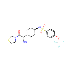 N[C@H](C(=O)N1CCSC1)[C@H]1CC[C@H](NS(=O)(=O)c2ccc(OC(F)(F)F)cc2)CC1 ZINC000253634648