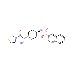 N[C@H](C(=O)N1CCSC1)[C@H]1CC[C@H](NS(=O)(=O)c2ccc3ccccc3c2)CC1 ZINC000261189078