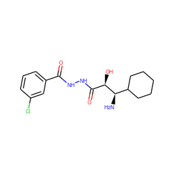 N[C@H](C1CCCCC1)[C@H](O)C(=O)NNC(=O)c1cccc(Cl)c1 ZINC000027994063