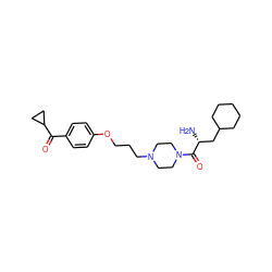 N[C@H](CC1CCCCC1)C(=O)N1CCN(CCCOc2ccc(C(=O)C3CC3)cc2)CC1 ZINC000013444838