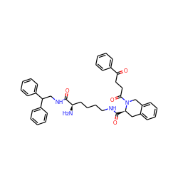 N[C@H](CCCCNC(=O)[C@@H]1Cc2ccccc2CN1C(=O)CCC(=O)c1ccccc1)C(=O)NCC(c1ccccc1)c1ccccc1 ZINC000653727832