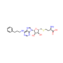 N[C@H](CCSC[C@H]1O[C@@H](n2cnc3c(NCCCc4ccccc4)ncnc32)[C@H](O)[C@@H]1O)C(=O)O ZINC000058598671