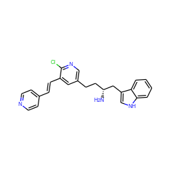 N[C@H](CCc1cnc(Cl)c(/C=C/c2ccncc2)c1)Cc1c[nH]c2ccccc12 ZINC000014957669