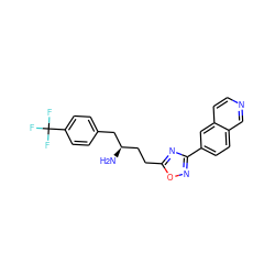 N[C@H](CCc1nc(-c2ccc3cnccc3c2)no1)Cc1ccc(C(F)(F)F)cc1 ZINC000049089945