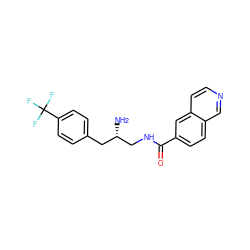 N[C@H](CNC(=O)c1ccc2cnccc2c1)Cc1ccc(C(F)(F)F)cc1 ZINC000072178047