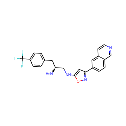 N[C@H](CNc1cc(-c2ccc3cnccc3c2)no1)Cc1ccc(C(F)(F)F)cc1 ZINC000049032916