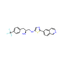 N[C@H](CNc1cnc(-c2ccc3cnccc3c2)s1)Cc1ccc(C(F)(F)F)cc1 ZINC000049034164