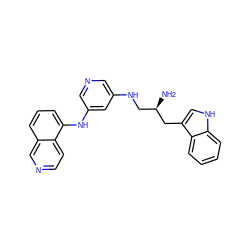 N[C@H](CNc1cncc(Nc2cccc3cnccc23)c1)Cc1c[nH]c2ccccc12 ZINC000014957564