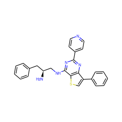 N[C@H](CNc1nc(-c2ccncc2)nc2c(-c3ccccc3)csc12)Cc1ccccc1 ZINC000223671216