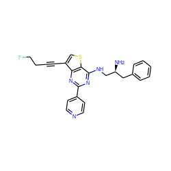 N[C@H](CNc1nc(-c2ccncc2)nc2c(C#CCCF)csc12)Cc1ccccc1 ZINC000223689554