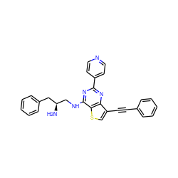 N[C@H](CNc1nc(-c2ccncc2)nc2c(C#Cc3ccccc3)csc12)Cc1ccccc1 ZINC000223687952