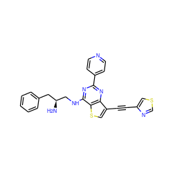 N[C@H](CNc1nc(-c2ccncc2)nc2c(C#Cc3cscn3)csc12)Cc1ccccc1 ZINC000223673093