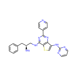 N[C@H](CNc1nc(-c2ccncc2)nc2c(Nc3ncccn3)csc12)Cc1ccccc1 ZINC000223693181