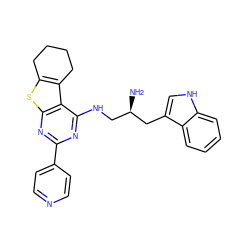 N[C@H](CNc1nc(-c2ccncc2)nc2sc3c(c12)CCCC3)Cc1c[nH]c2ccccc12 ZINC000653666694