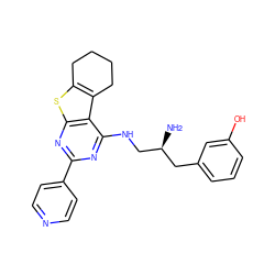 N[C@H](CNc1nc(-c2ccncc2)nc2sc3c(c12)CCCC3)Cc1cccc(O)c1 ZINC000223688702