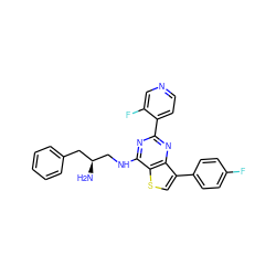 N[C@H](CNc1nc(-c2ccncc2F)nc2c(-c3ccc(F)cc3)csc12)Cc1ccccc1 ZINC000223676445