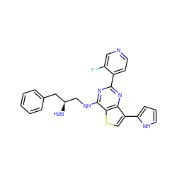 N[C@H](CNc1nc(-c2ccncc2F)nc2c(-c3ccc[nH]3)csc12)Cc1ccccc1 ZINC000223670874