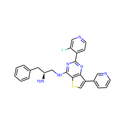 N[C@H](CNc1nc(-c2ccncc2F)nc2c(-c3cccnc3)csc12)Cc1ccccc1 ZINC000223691795