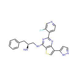 N[C@H](CNc1nc(-c2ccncc2F)nc2c(-c3ccn[nH]3)csc12)Cc1ccccc1 ZINC000223671120