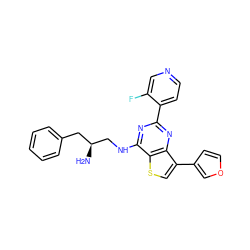 N[C@H](CNc1nc(-c2ccncc2F)nc2c(-c3ccoc3)csc12)Cc1ccccc1 ZINC000223692121