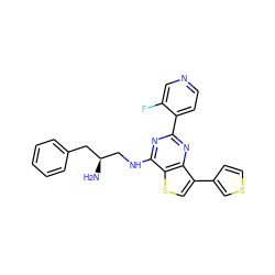 N[C@H](CNc1nc(-c2ccncc2F)nc2c(-c3ccsc3)csc12)Cc1ccccc1 ZINC000223676855