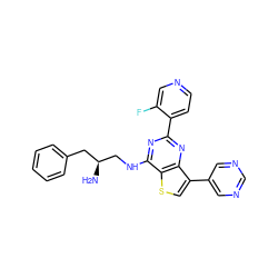 N[C@H](CNc1nc(-c2ccncc2F)nc2c(-c3cncnc3)csc12)Cc1ccccc1 ZINC000223692927