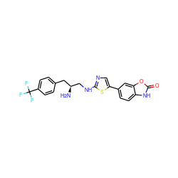 N[C@H](CNc1ncc(-c2ccc3[nH]c(=O)oc3c2)s1)Cc1ccc(C(F)(F)F)cc1 ZINC000049089725