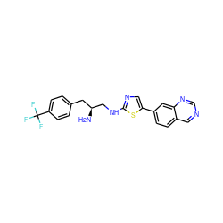 N[C@H](CNc1ncc(-c2ccc3cncnc3c2)s1)Cc1ccc(C(F)(F)F)cc1 ZINC000043154090