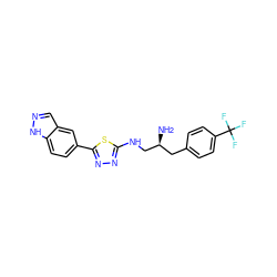 N[C@H](CNc1nnc(-c2ccc3[nH]ncc3c2)s1)Cc1ccc(C(F)(F)F)cc1 ZINC000035860685