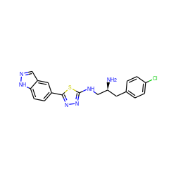 N[C@H](CNc1nnc(-c2ccc3[nH]ncc3c2)s1)Cc1ccc(Cl)cc1 ZINC000035793257