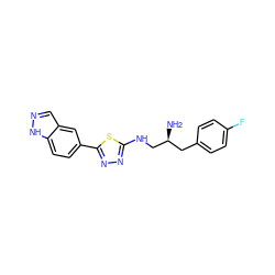 N[C@H](CNc1nnc(-c2ccc3[nH]ncc3c2)s1)Cc1ccc(F)cc1 ZINC000049034262