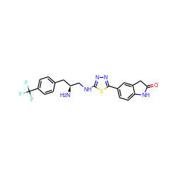 N[C@H](CNc1nnc(-c2ccc3c(c2)CC(=O)N3)s1)Cc1ccc(C(F)(F)F)cc1 ZINC000072142698