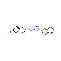 N[C@H](CNc1nnc(-c2ccc3cnccc3c2)o1)Cc1ccc(C(F)(F)F)cc1 ZINC000049032804