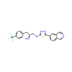 N[C@H](CNc1nnc(-c2ccc3cnccc3c2)s1)Cc1ccc(C(F)(F)F)cc1 ZINC000035827374