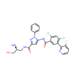 N[C@H](CO)CNC(=O)c1cc(NC(=O)c2cc(-c3ncccc3F)c(Cl)cc2Cl)n(-c2ccccc2)n1 ZINC001772654766