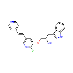 N[C@H](COc1cc(/C=C/c2ccncc2)cnc1Cl)Cc1c[nH]c2ccccc12 ZINC000014957642