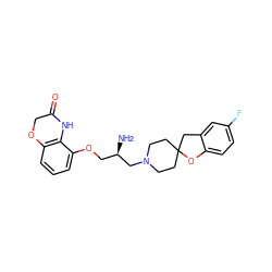 N[C@H](COc1cccc2c1NC(=O)CO2)CN1CCC2(CC1)Cc1cc(F)ccc1O2 ZINC000103235634