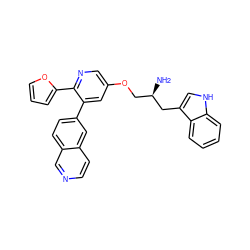 N[C@H](COc1cnc(-c2ccco2)c(-c2ccc3cnccc3c2)c1)Cc1c[nH]c2ccccc12 ZINC000014962527