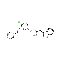 N[C@H](COc1cnc(Cl)c(/C=C/c2ccncc2)c1)Cc1c[nH]c2ccccc12 ZINC000014957638