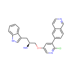 N[C@H](COc1cnc(Cl)c(-c2ccc3cnccc3c2)c1)Cc1c[nH]c2ccccc12 ZINC000014962515