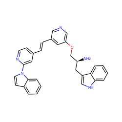 N[C@H](COc1cncc(/C=C/c2ccnc(-n3ccc4ccccc43)c2)c1)Cc1c[nH]c2ccccc12 ZINC000014957791