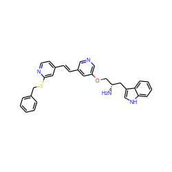 N[C@H](COc1cncc(/C=C/c2ccnc(SCc3ccccc3)c2)c1)Cc1c[nH]c2ccccc12 ZINC000014957768