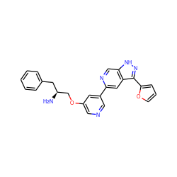 N[C@H](COc1cncc(-c2cc3c(-c4ccco4)n[nH]c3cn2)c1)Cc1ccccc1 ZINC000014962198
