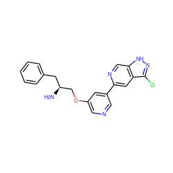 N[C@H](COc1cncc(-c2cc3c(Cl)n[nH]c3cn2)c1)Cc1ccccc1 ZINC000014962186