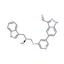 N[C@H](COc1cncc(-c2ccc3[nH]nc(C=O)c3c2)c1)Cc1c[nH]c2ccccc12 ZINC000045288008