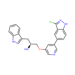 N[C@H](COc1cncc(-c2ccc3[nH]nc(Cl)c3c2)c1)Cc1c[nH]c2ccccc12 ZINC000014962157