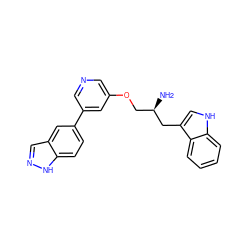 N[C@H](COc1cncc(-c2ccc3[nH]ncc3c2)c1)Cc1c[nH]c2ccccc12 ZINC000016052297