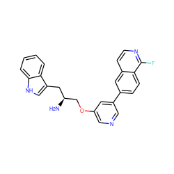 N[C@H](COc1cncc(-c2ccc3c(F)nccc3c2)c1)Cc1c[nH]c2ccccc12 ZINC000014962551