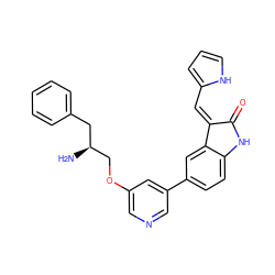 N[C@H](COc1cncc(-c2ccc3c(c2)/C(=C/c2ccc[nH]2)C(=O)N3)c1)Cc1ccccc1 ZINC000014961600